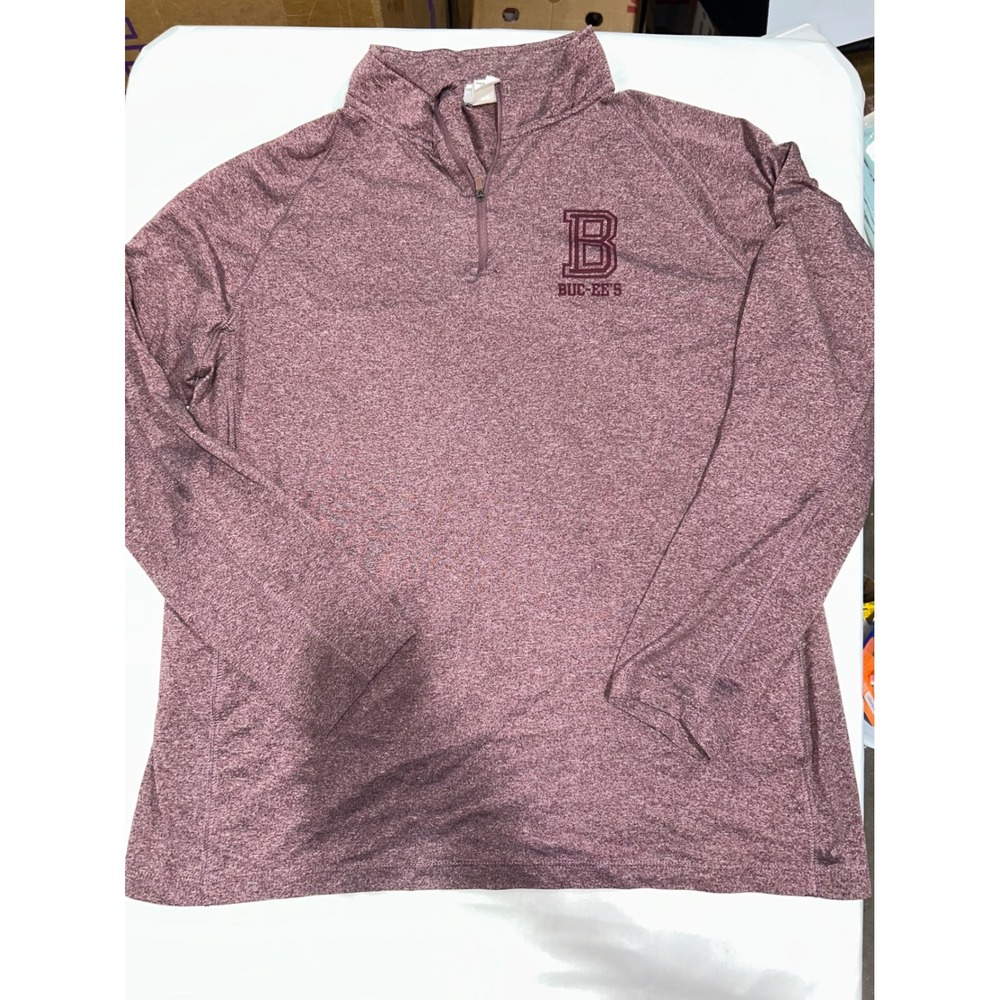 Buc-ee's Mens XL Maroon Space Dye Quarter Zip Pullover Performance Shirt Logo - Picture 1 of 4
